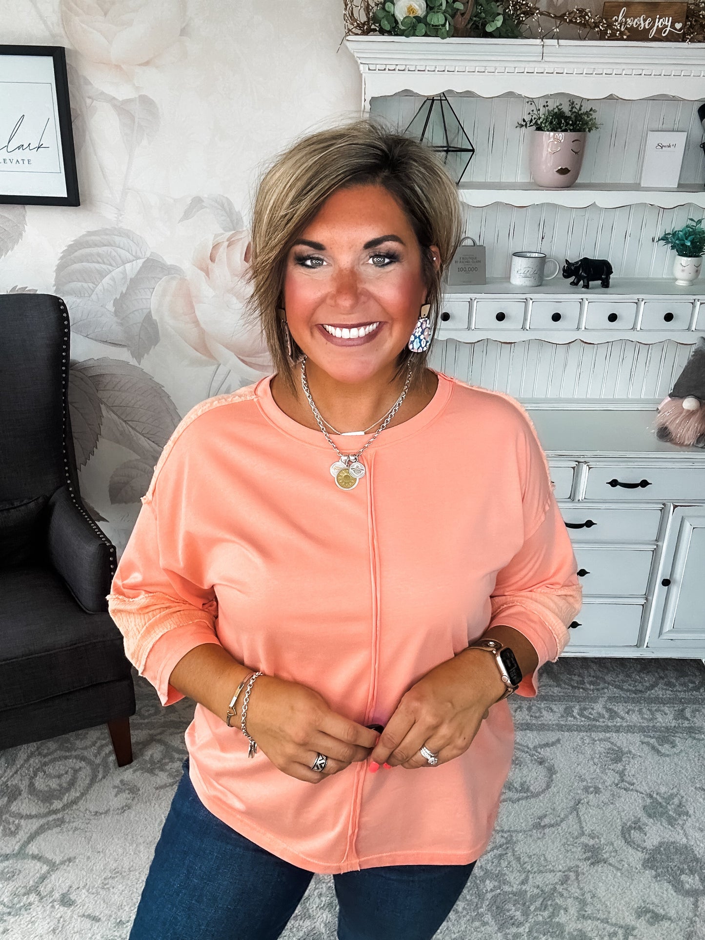 Anything To Help Tunic Top - Coral