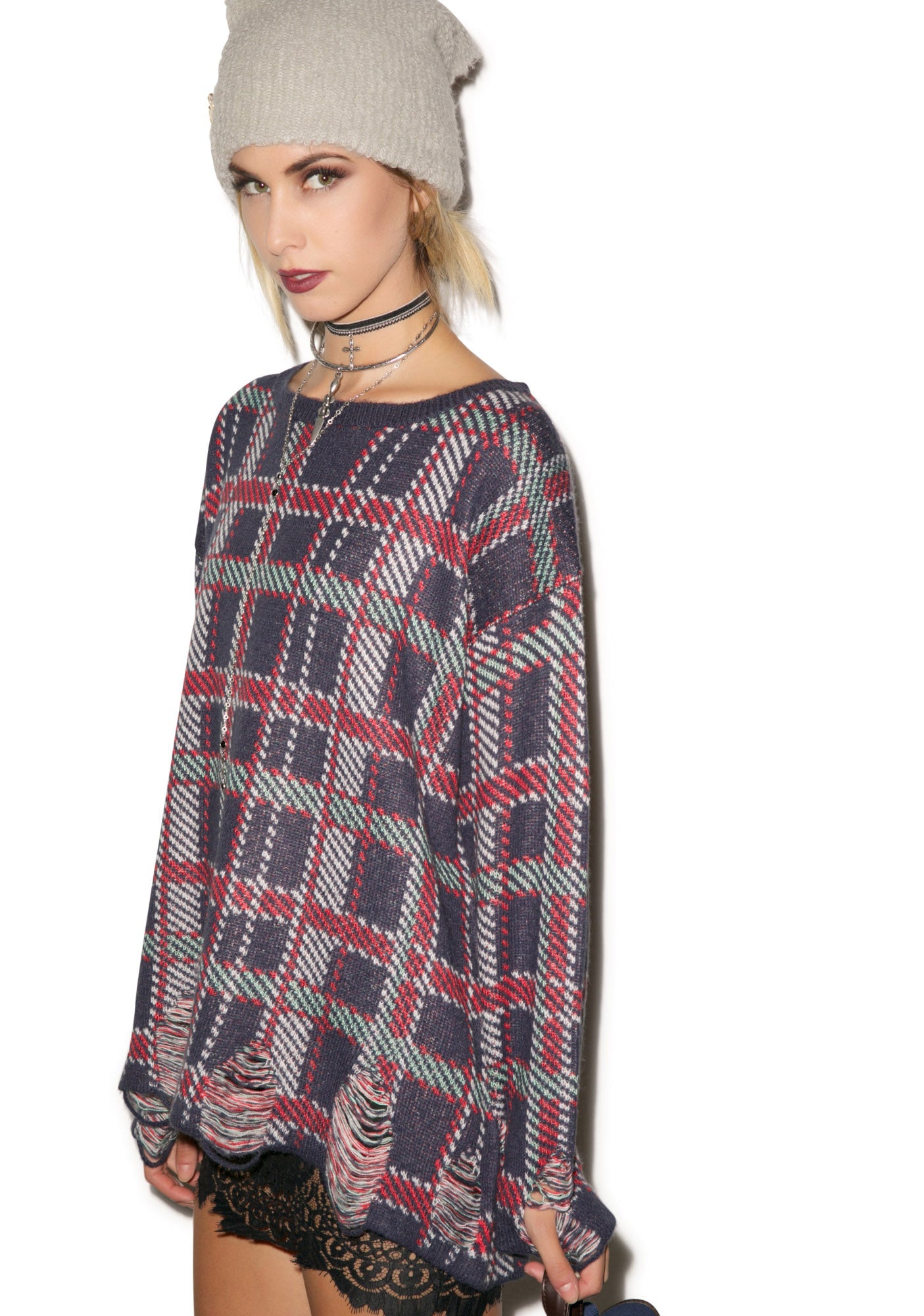 All Over Plaid Tight Knit