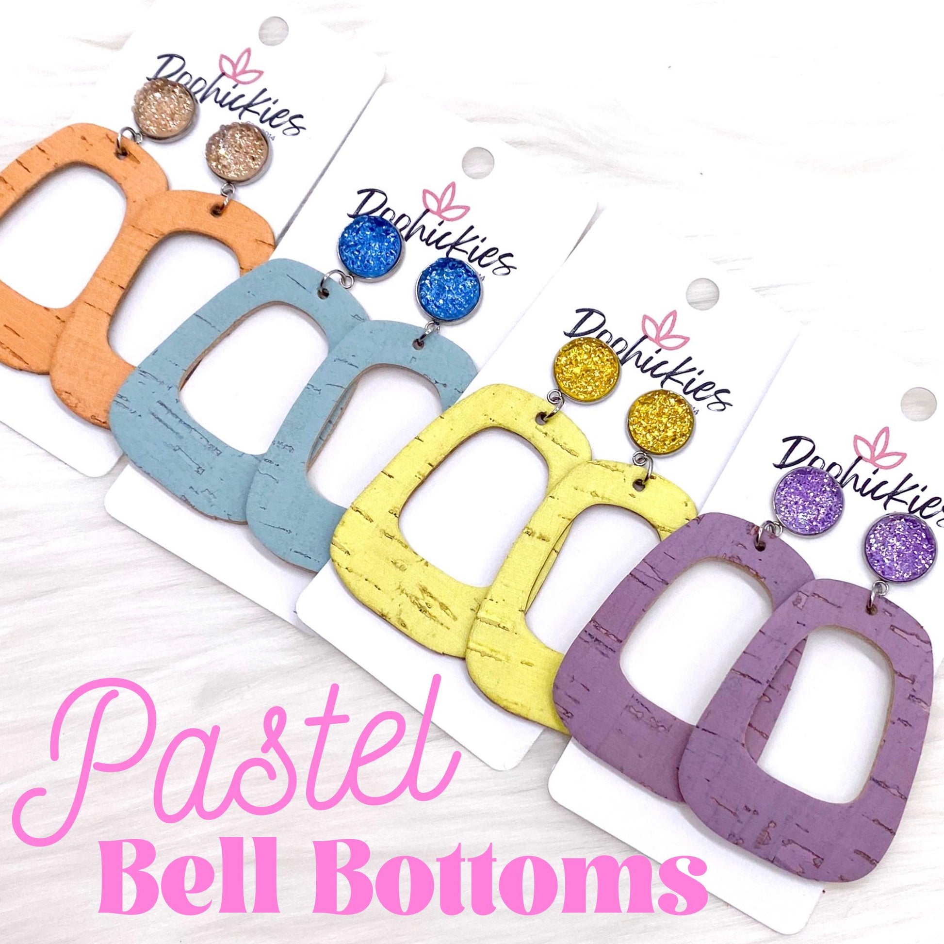3" Pastel Bell Bottom Earrings - Lilac Sparkles