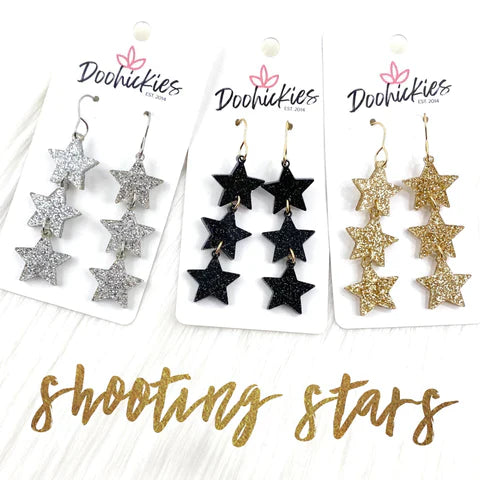 2.75" Shooting Star Drops Earrings - Black