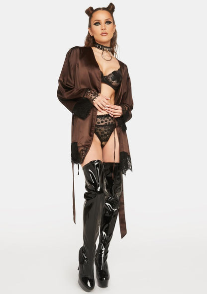 Alaia Chocolate Brown Caged Kimono
