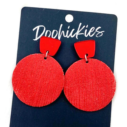 2" Shimmer Rain Piggy Dangle Earrings - Red
