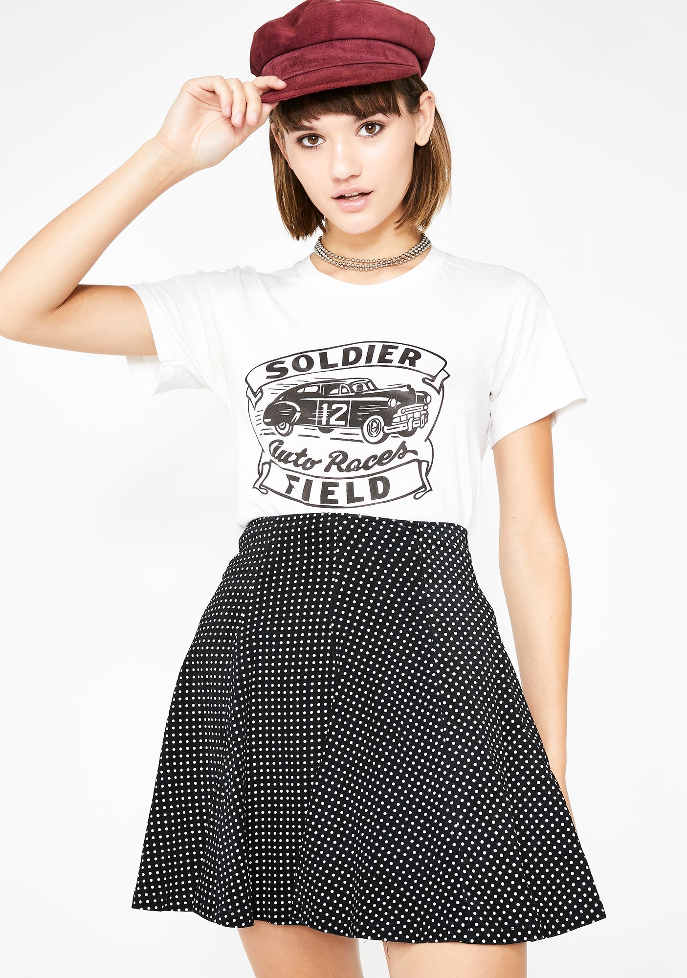 90s Suede Polka Dot Mini Skirt