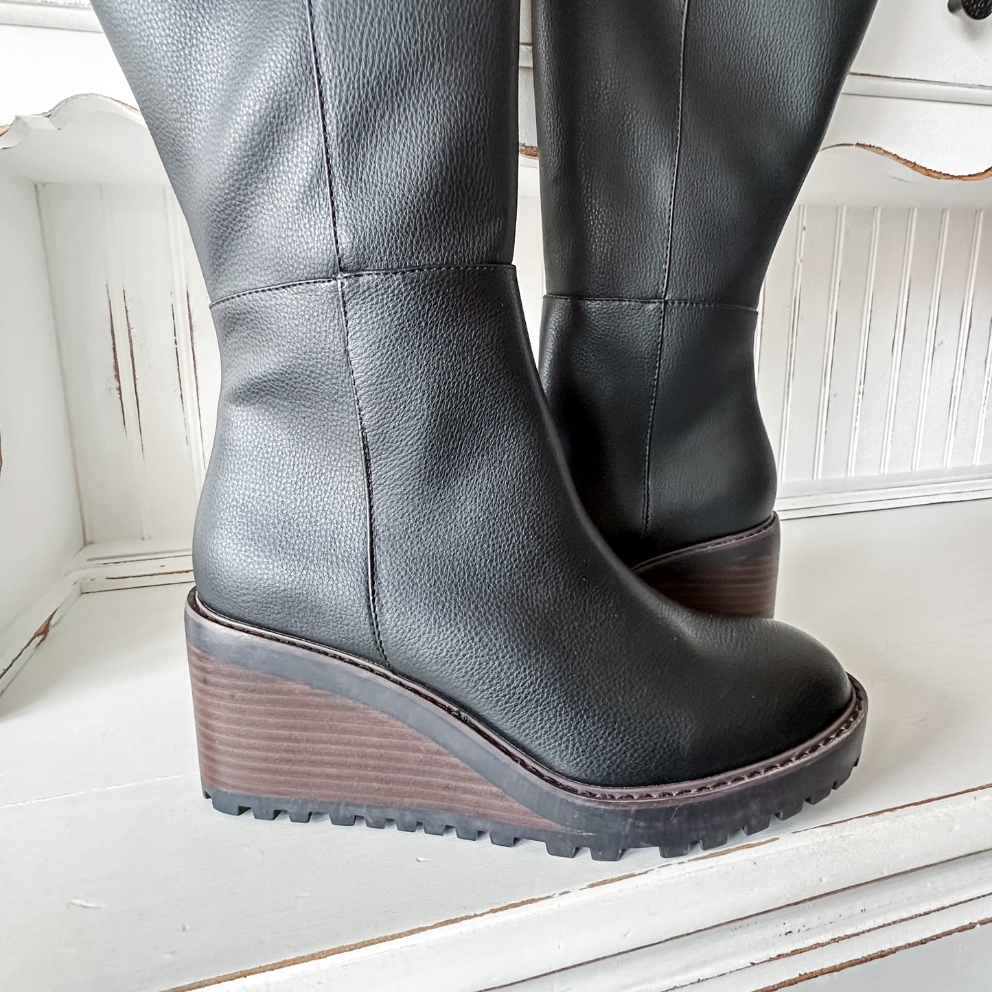 Adrena Tall Wedge Boot - Black