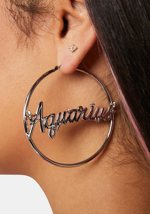 All About Aquarius Hoop Earrings