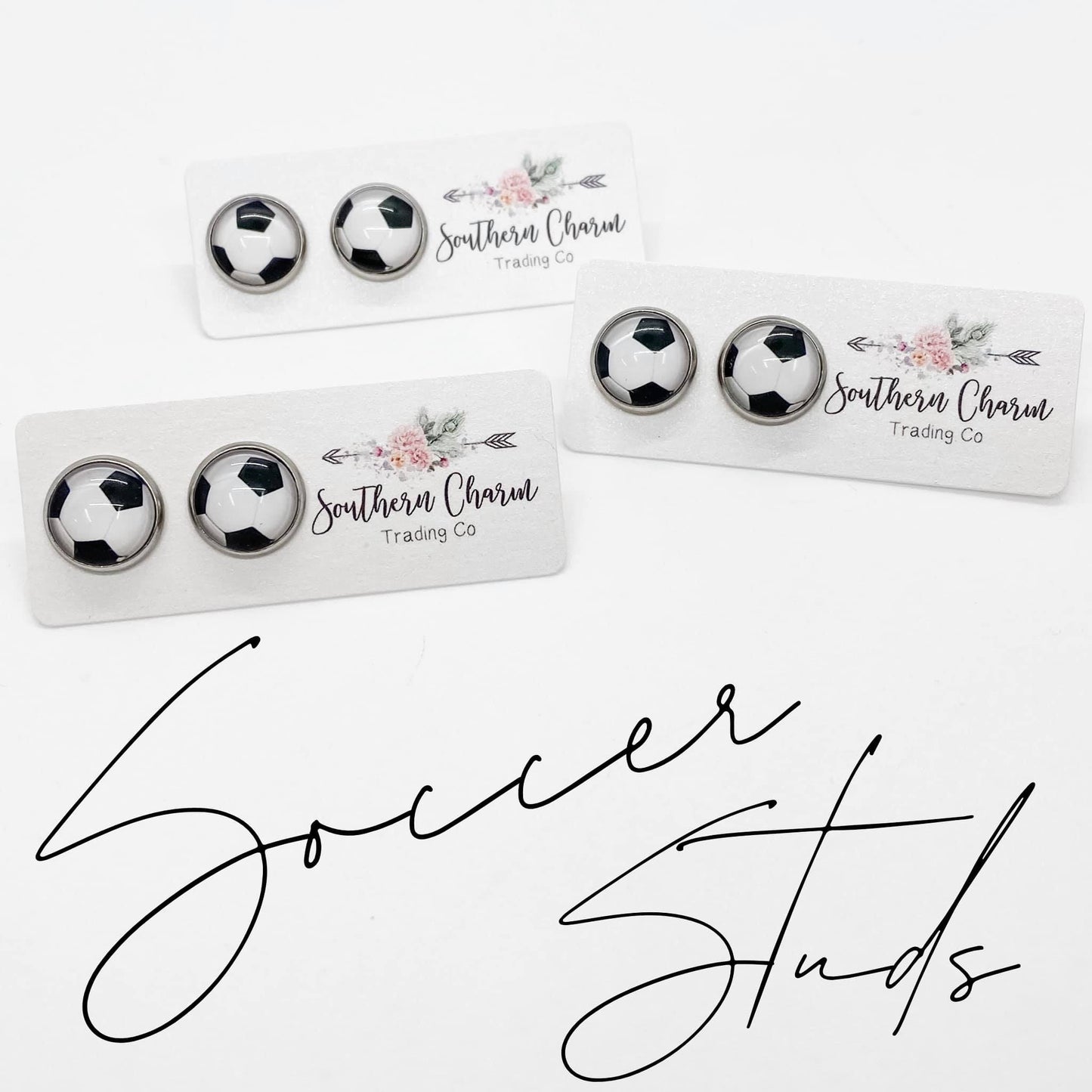 10mm Soccer Stud Earrings
