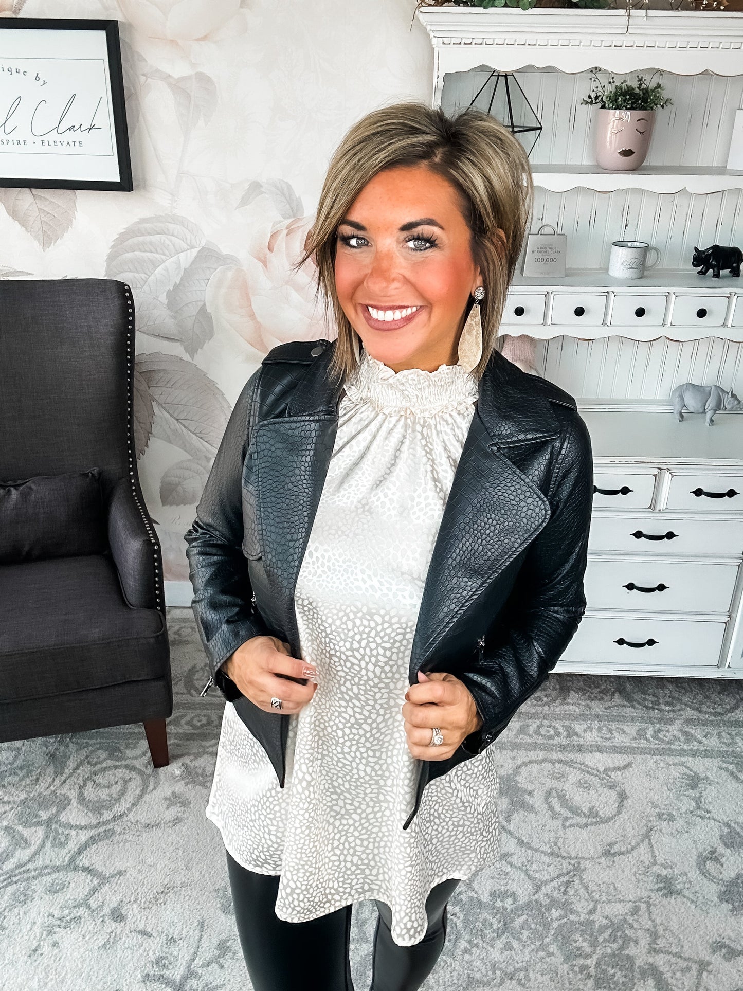 Free to Go Vegan Leather Biker Jacket