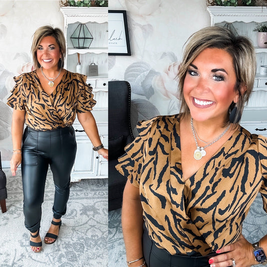 Feeling Sassy Zebra Bodysuit - Copper