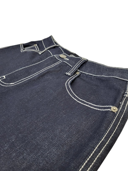 Baggy Fit Raw Denim Cargo Jeans