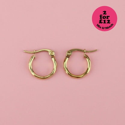 Diamond Cut Hoop Earrings (Gold Plated)