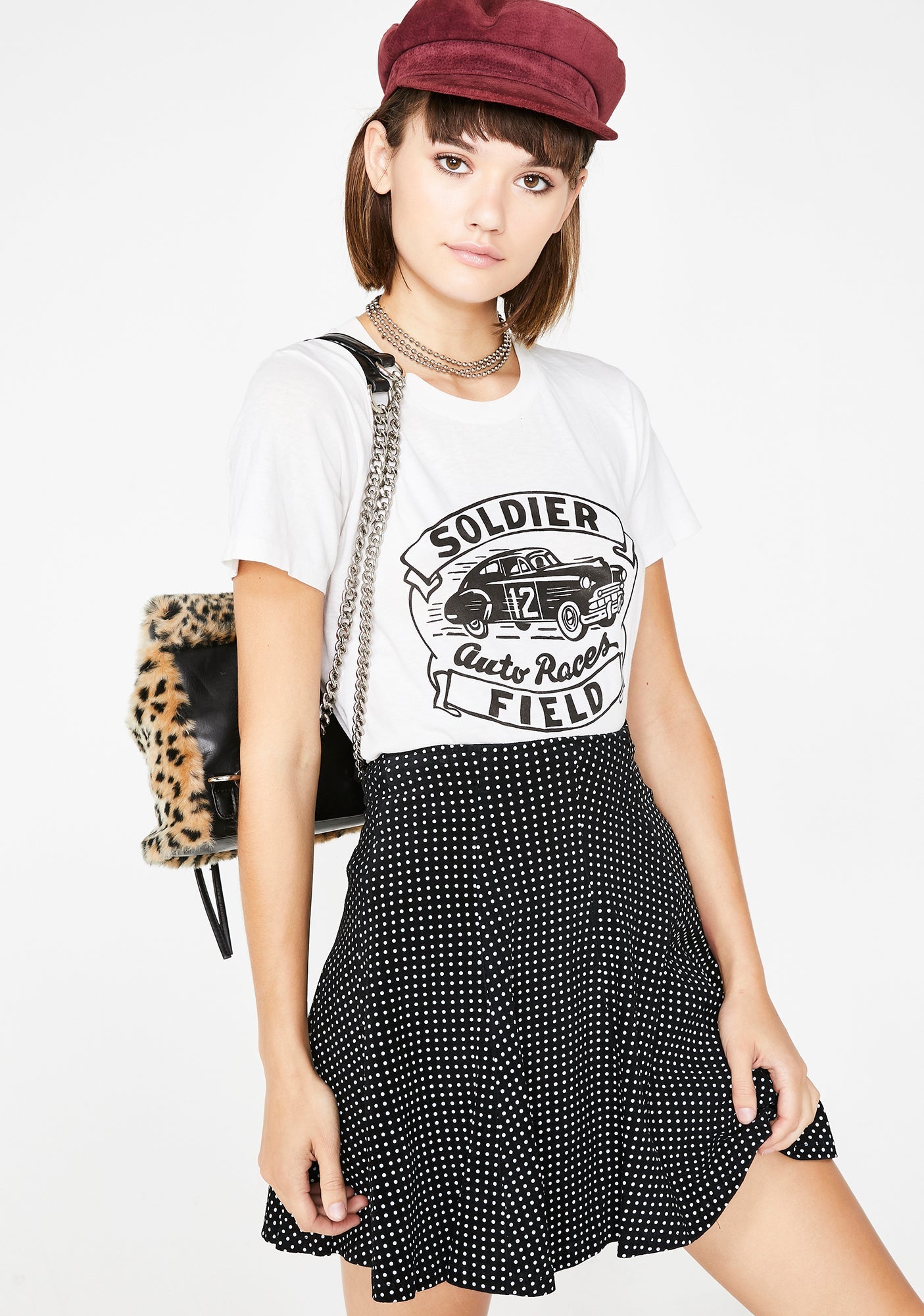 90s Suede Polka Dot Mini Skirt