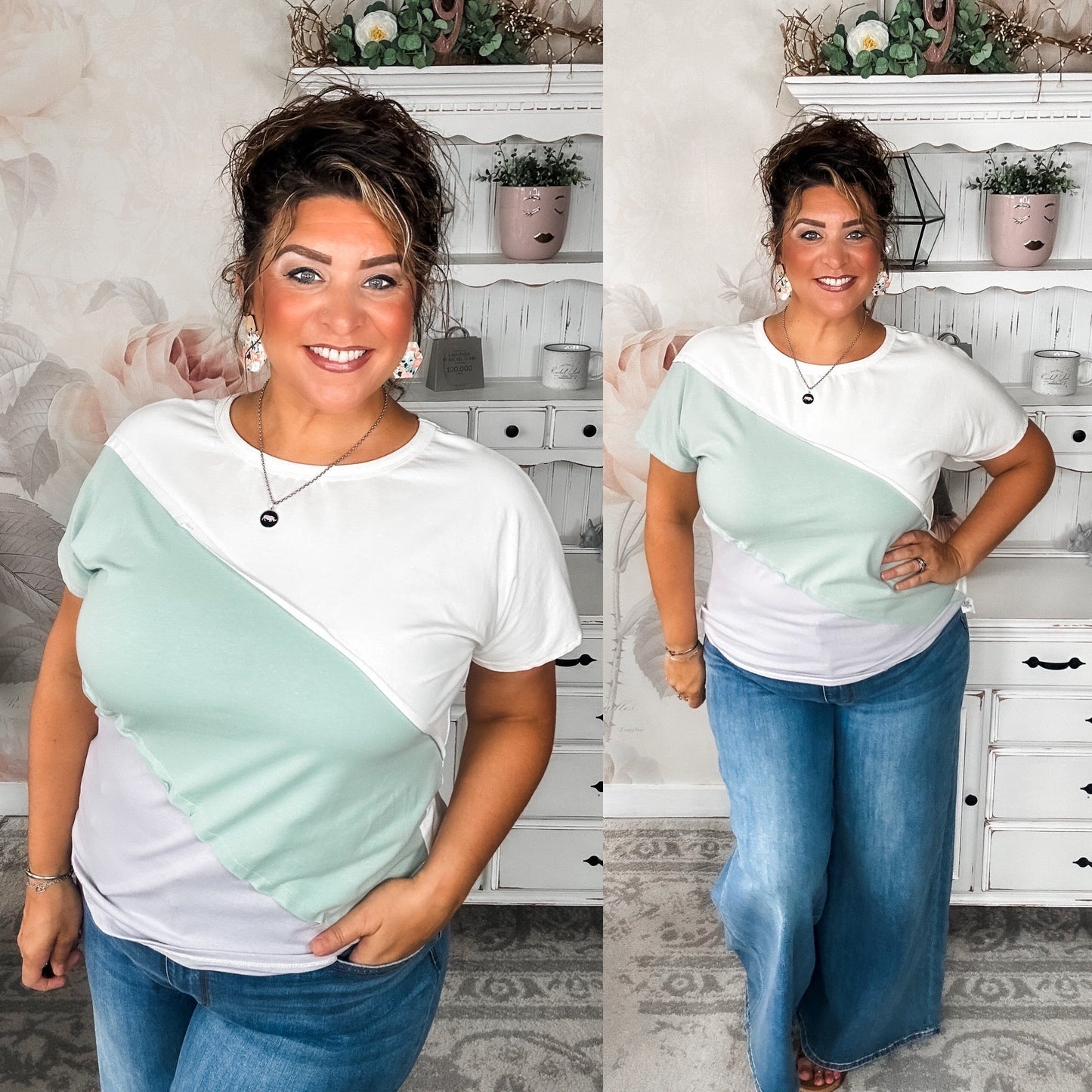 Different Than I Once Was Top - Ivory/Sage/Grey