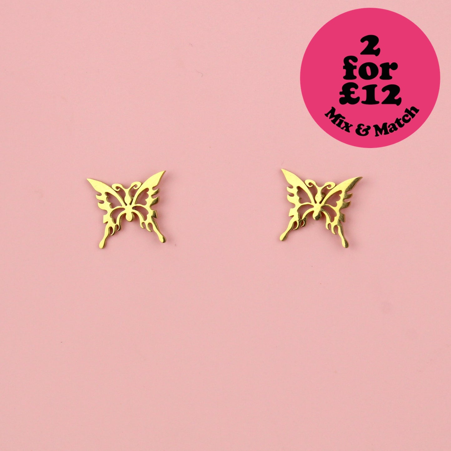 Ethereal Butterfly Stud Earrings (Gold Plated)