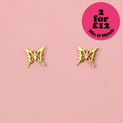 Ethereal Butterfly Stud Earrings (Gold Plated)