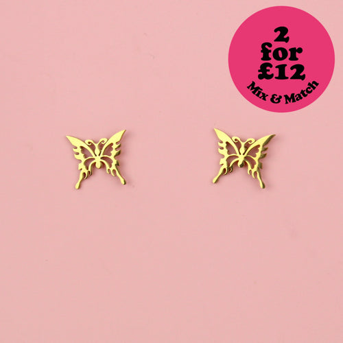 Ethereal Butterfly Stud Earrings (Gold Plated)