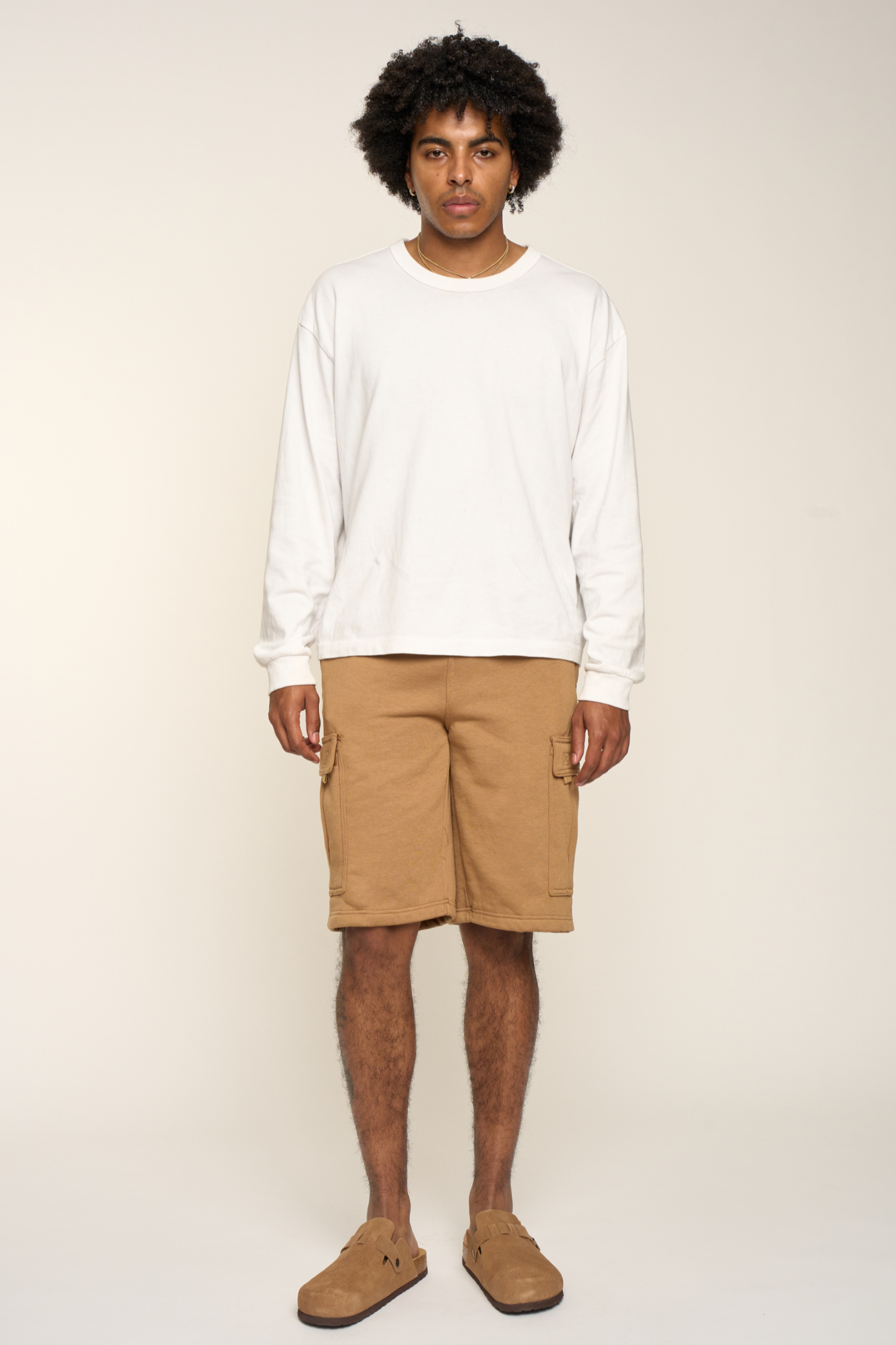 Men's Solid Fleece Heavyweight Cargo Shorts