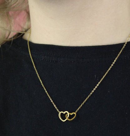 Double Heart Necklace (Gold Plated)
