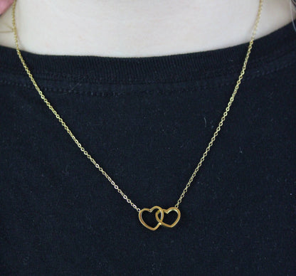 Double Heart Necklace (Gold Plated)