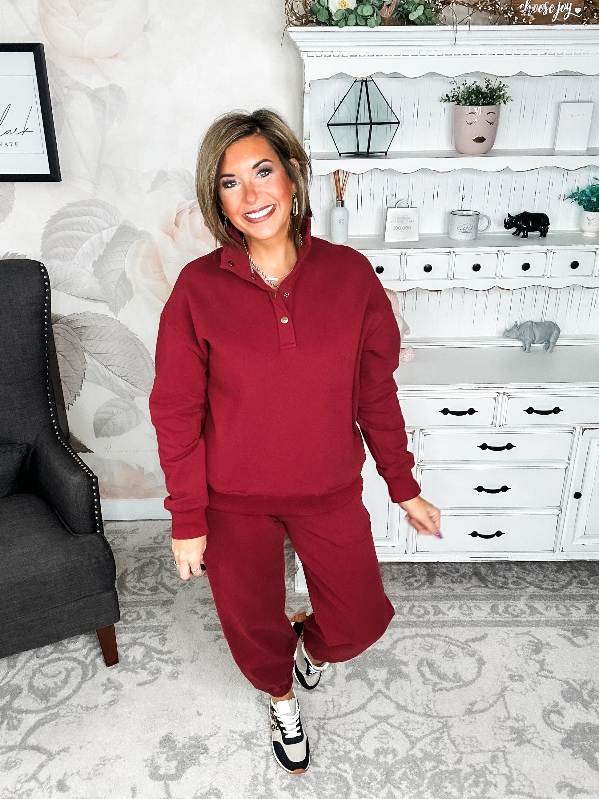 Ampersand Avenue Never Better Button Top - Wine