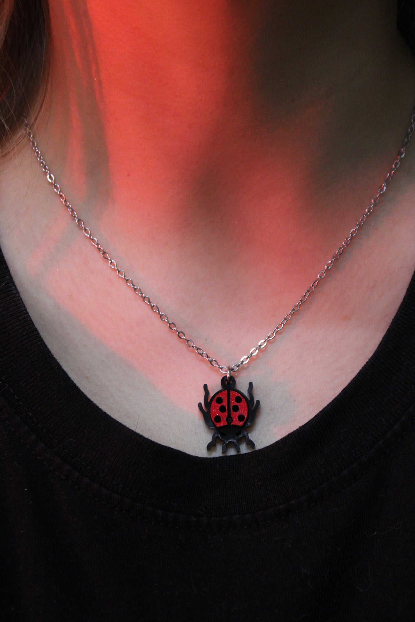 Dotty For You Ladybird Necklace - Shimmer Red