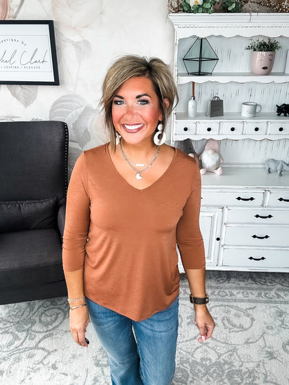 Find The Answer V-neck Top - Rust