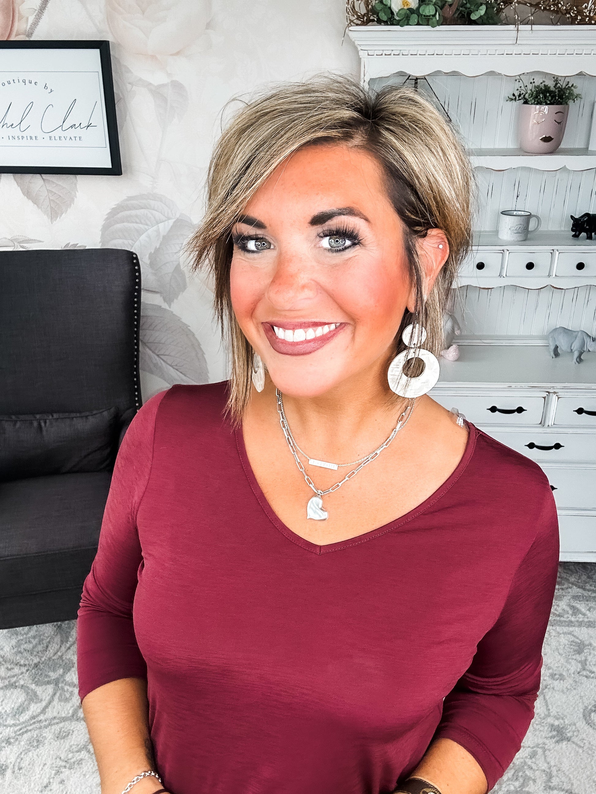 Find The Answer V-neck Top - Wine