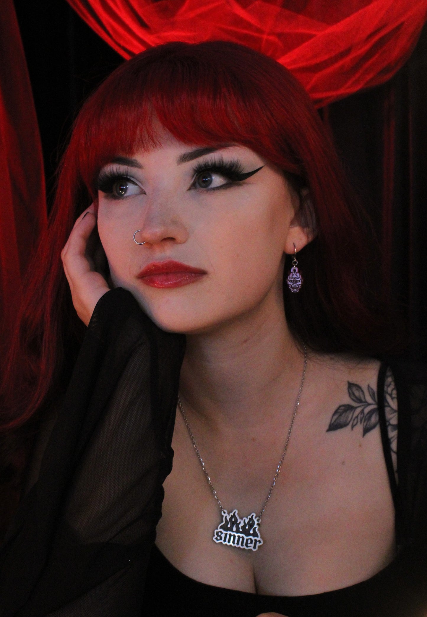 Demon Huggie Hoop Earrings - Pink