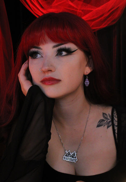Demon Huggie Hoop Earrings - Pink