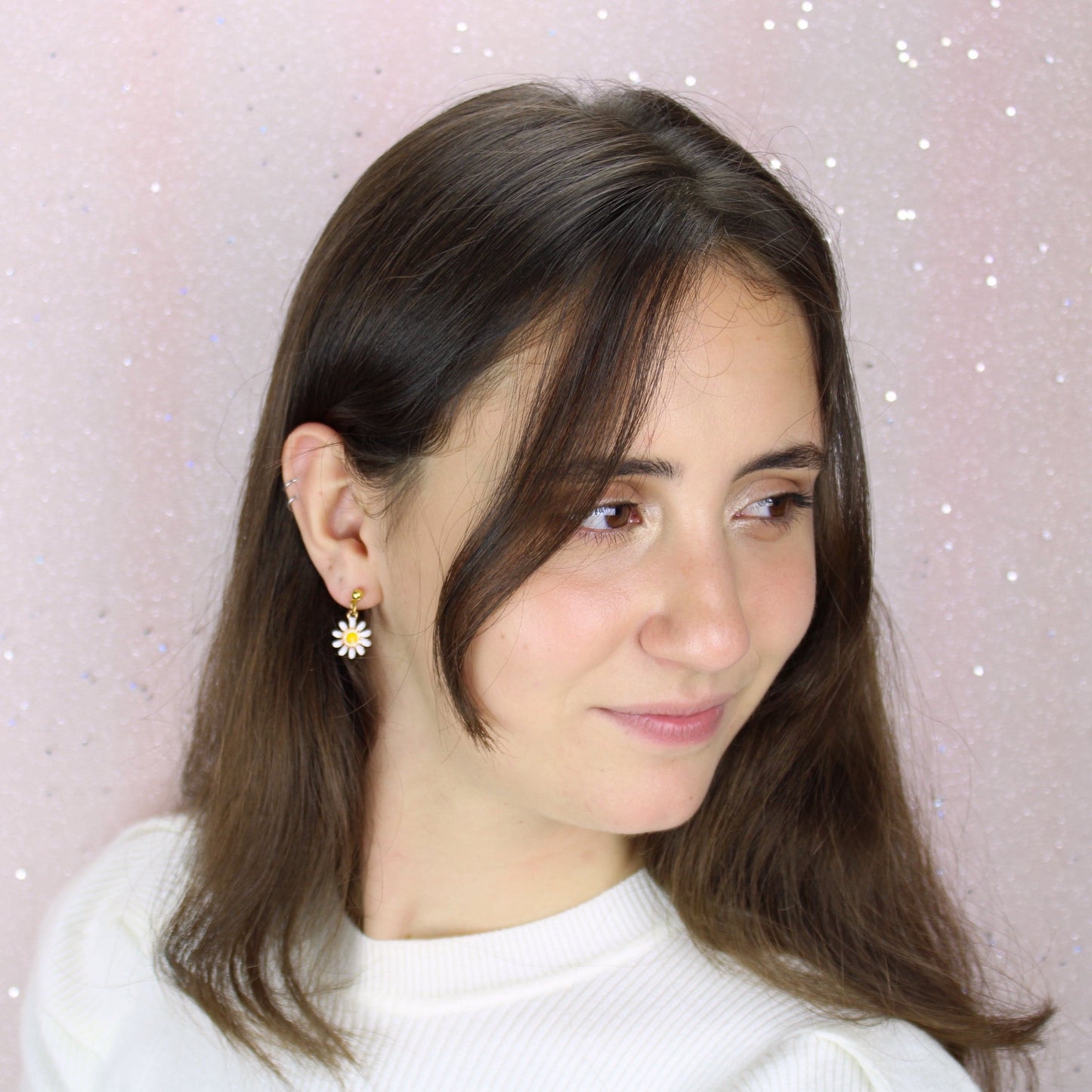 Enamel Daisy Drop Earrings