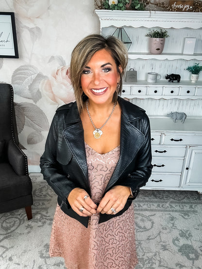 Free to Go Vegan Leather Biker Jacket
