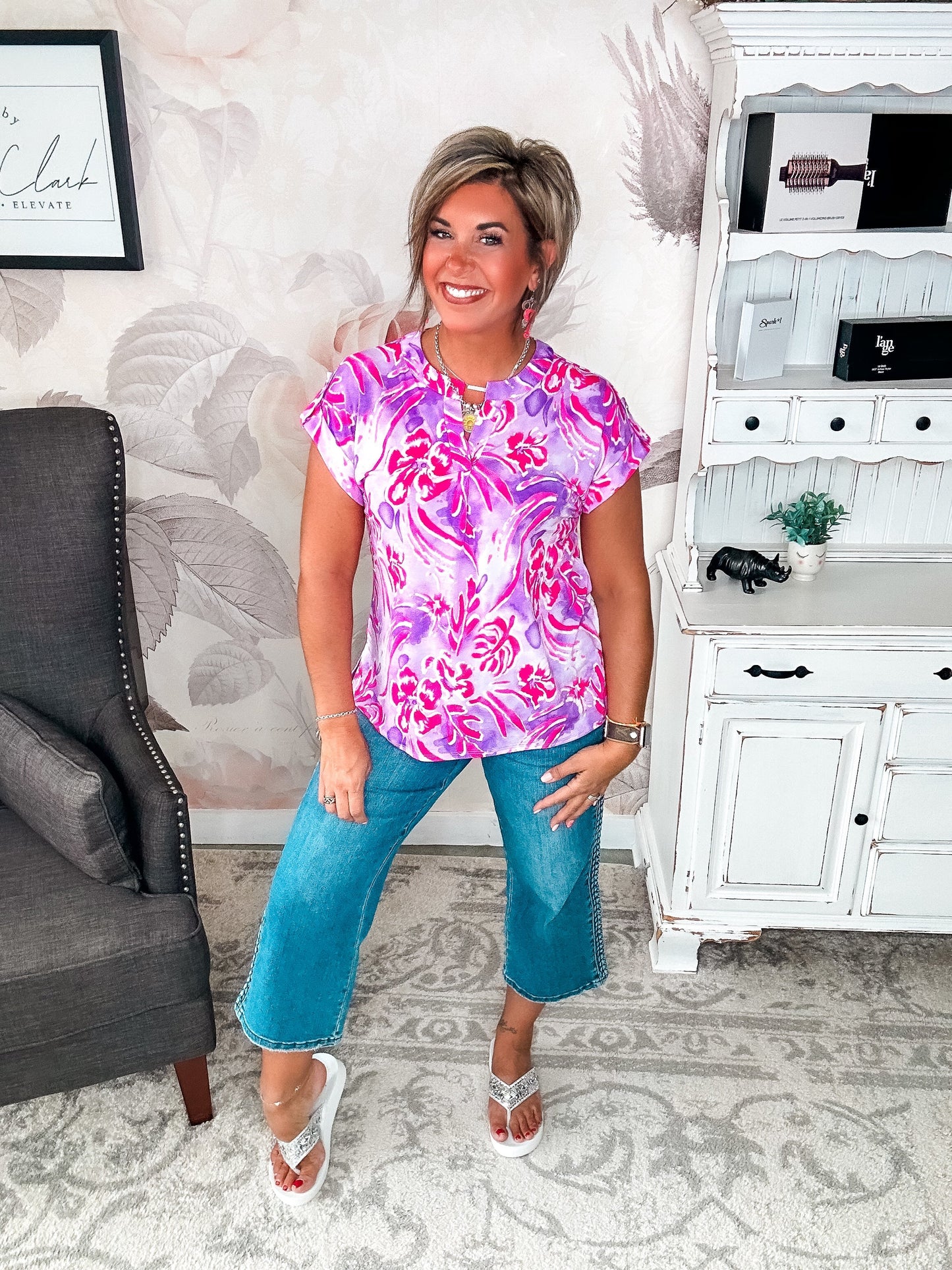Figure It Out Top Short Sleeve - Purple Multi
