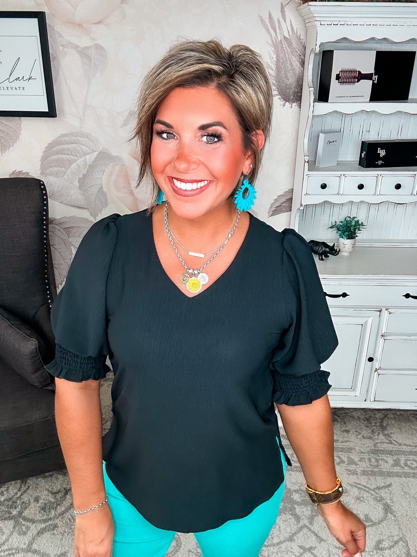 Back To Your Roots Puff Sleeve Top - Black