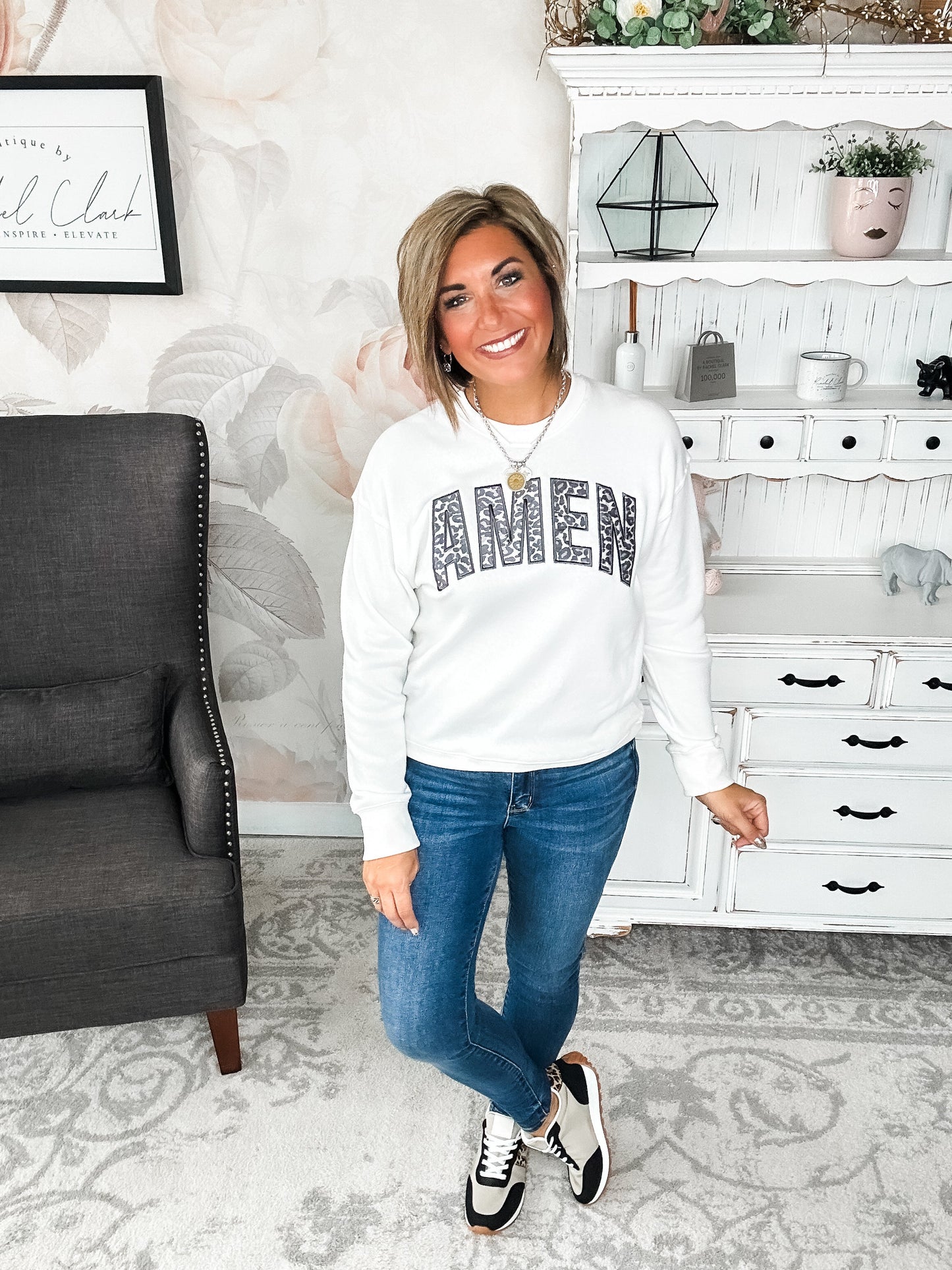 Amen Leopard Applique Sweatshirt