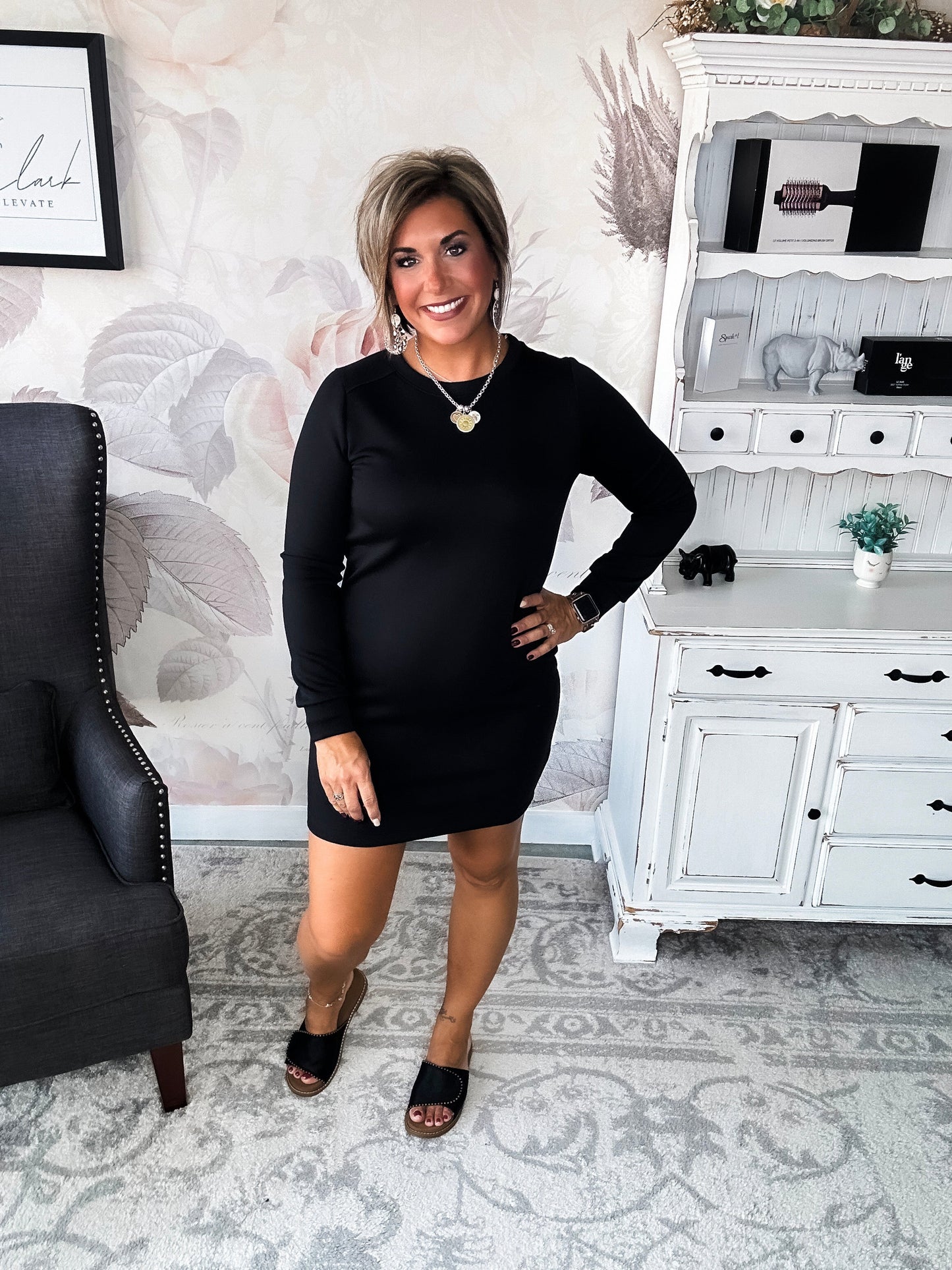 Cozy Up Shift Dress - Black