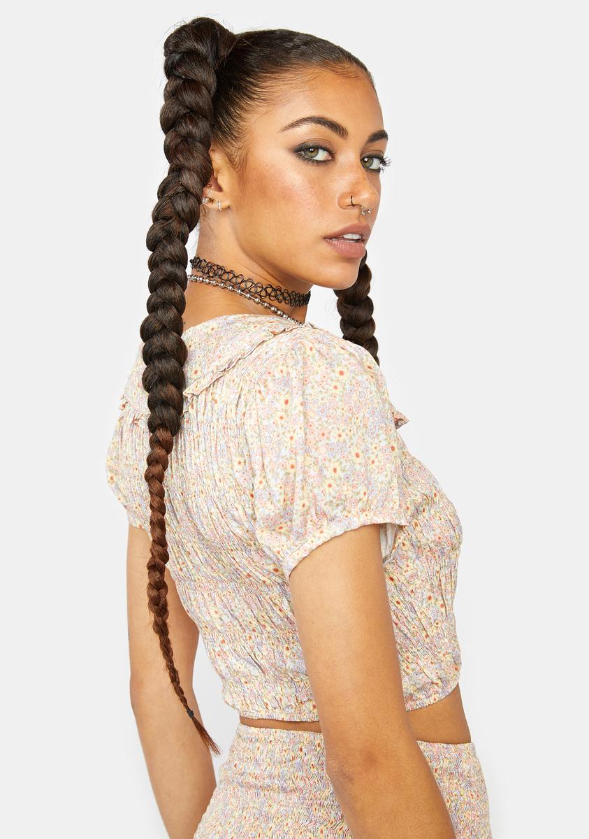 70s Prairie Girl Floral Kamiko Crop Top