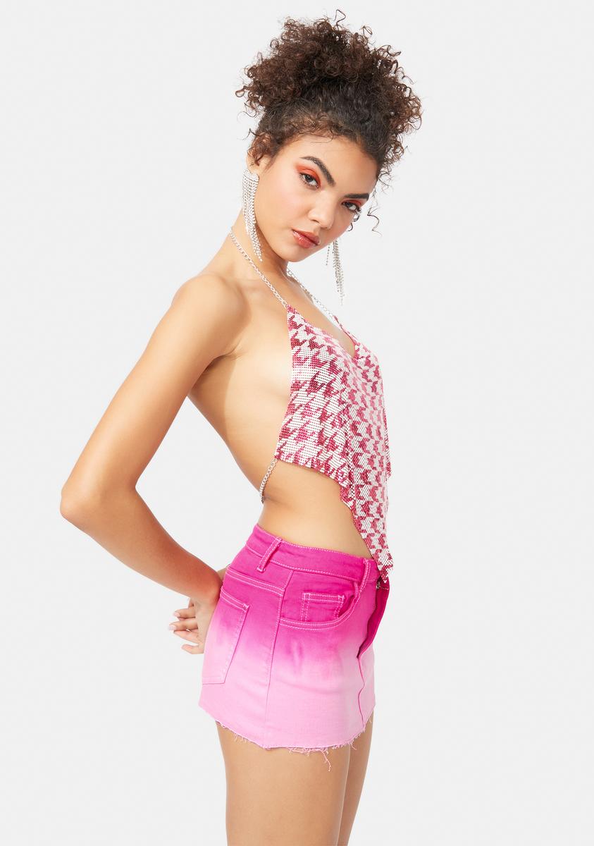 Always A Diva Houndstooth Chainmail Top
