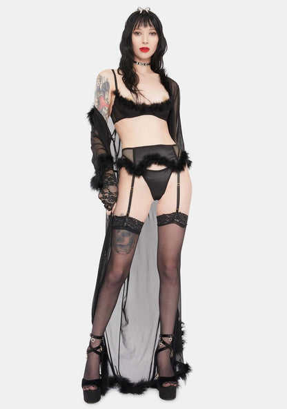5 Minutes To Midnight Marabou Lingerie Set