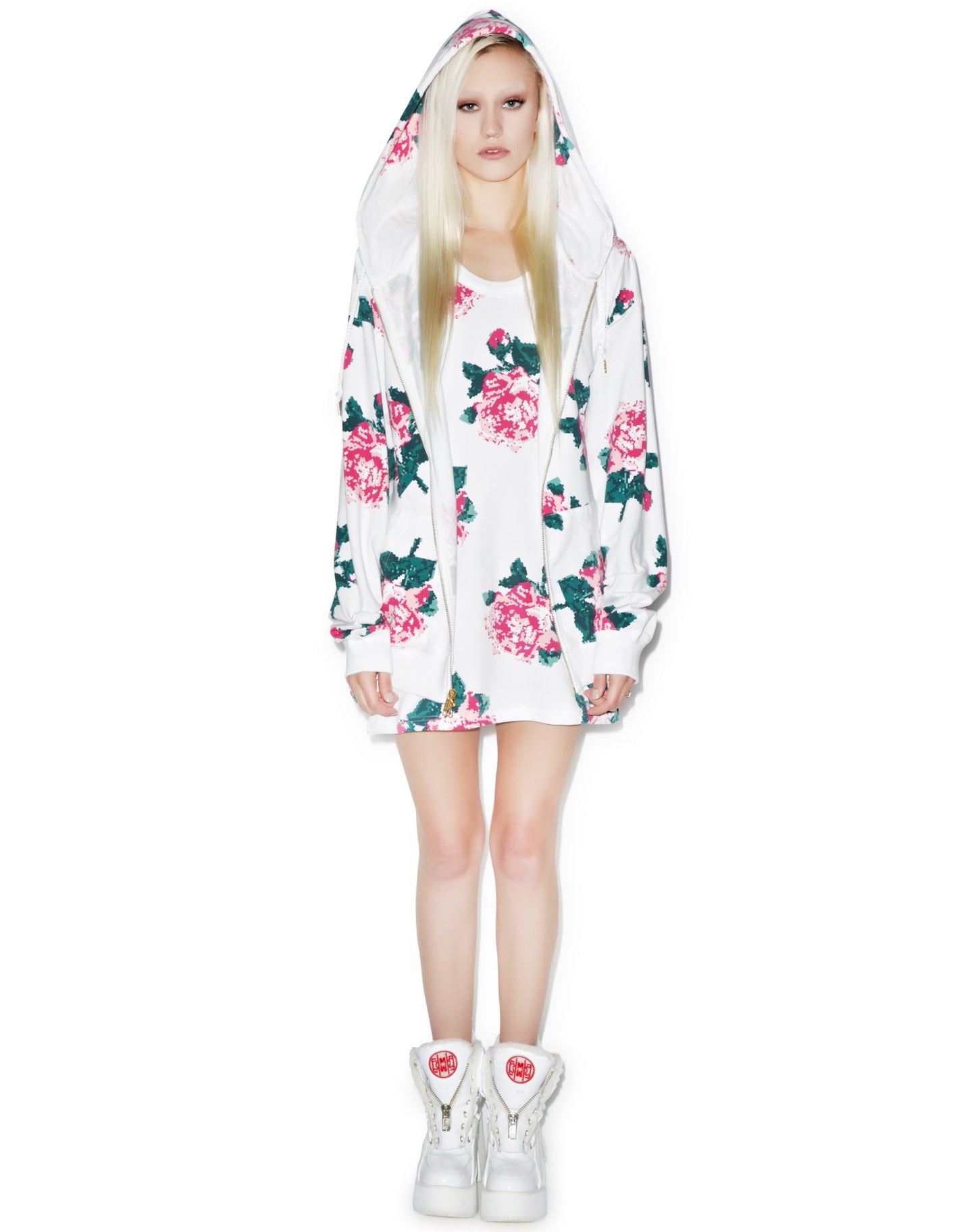 8Bit Floral Hoodie