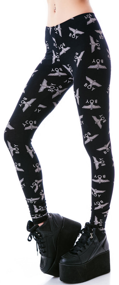 Allover Eagle BOY Standard Leggings - Black