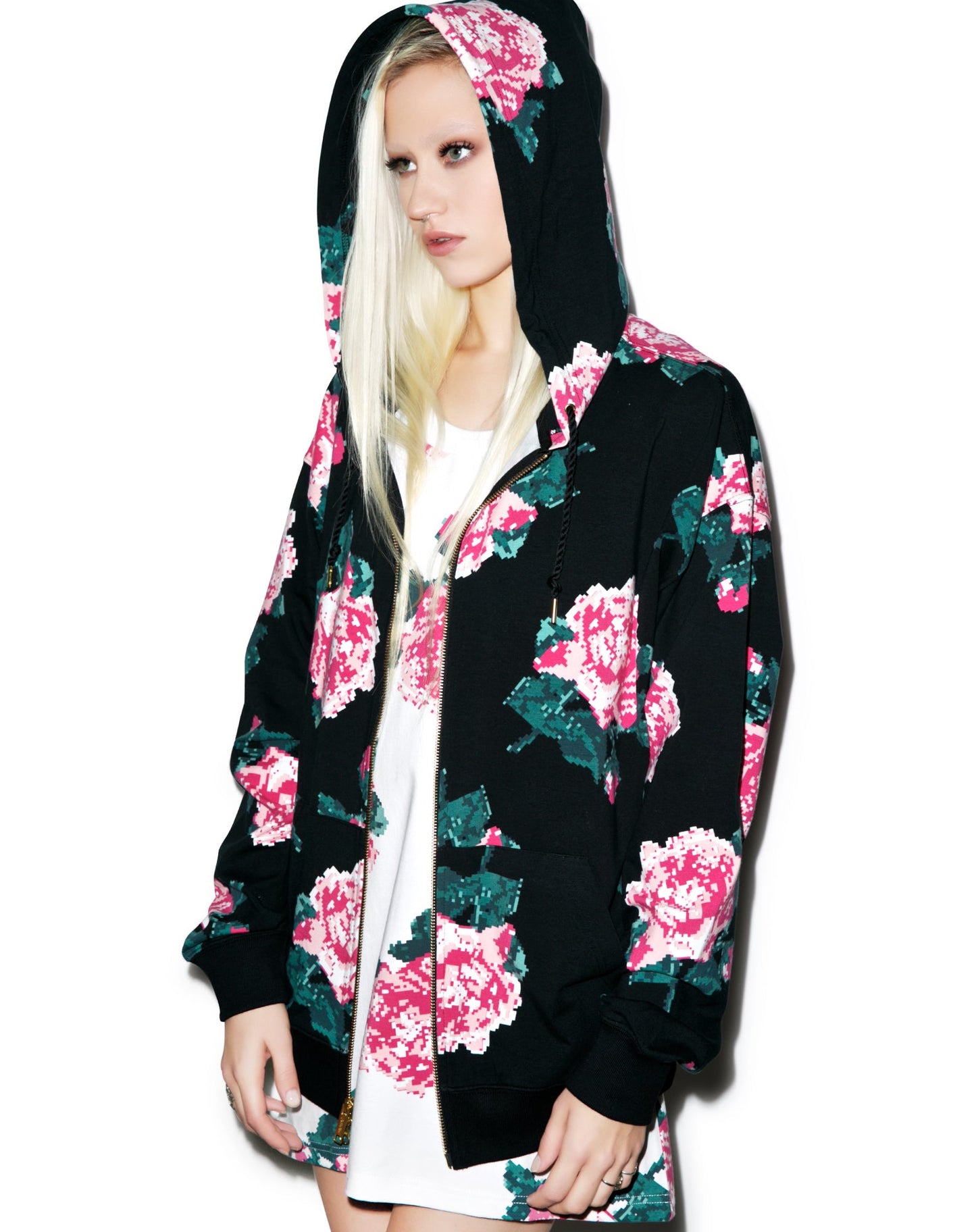 8Bit Floral Hoodie