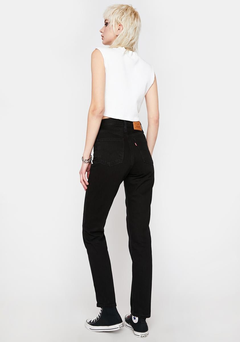 70s High Slim Straight Trainwreck Denim Jeans