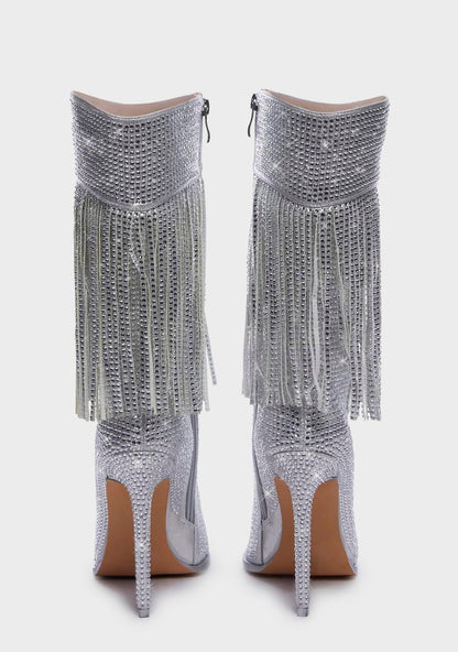 Almut Rhinestone Fringe Heeled Boots