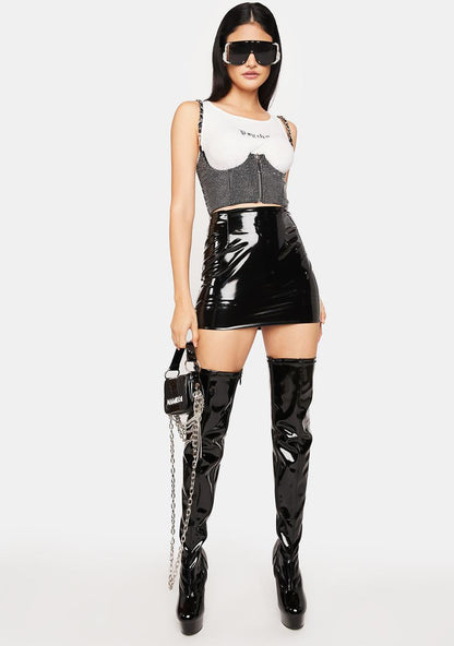 All Or Nothing Vinyl Mini Skirt