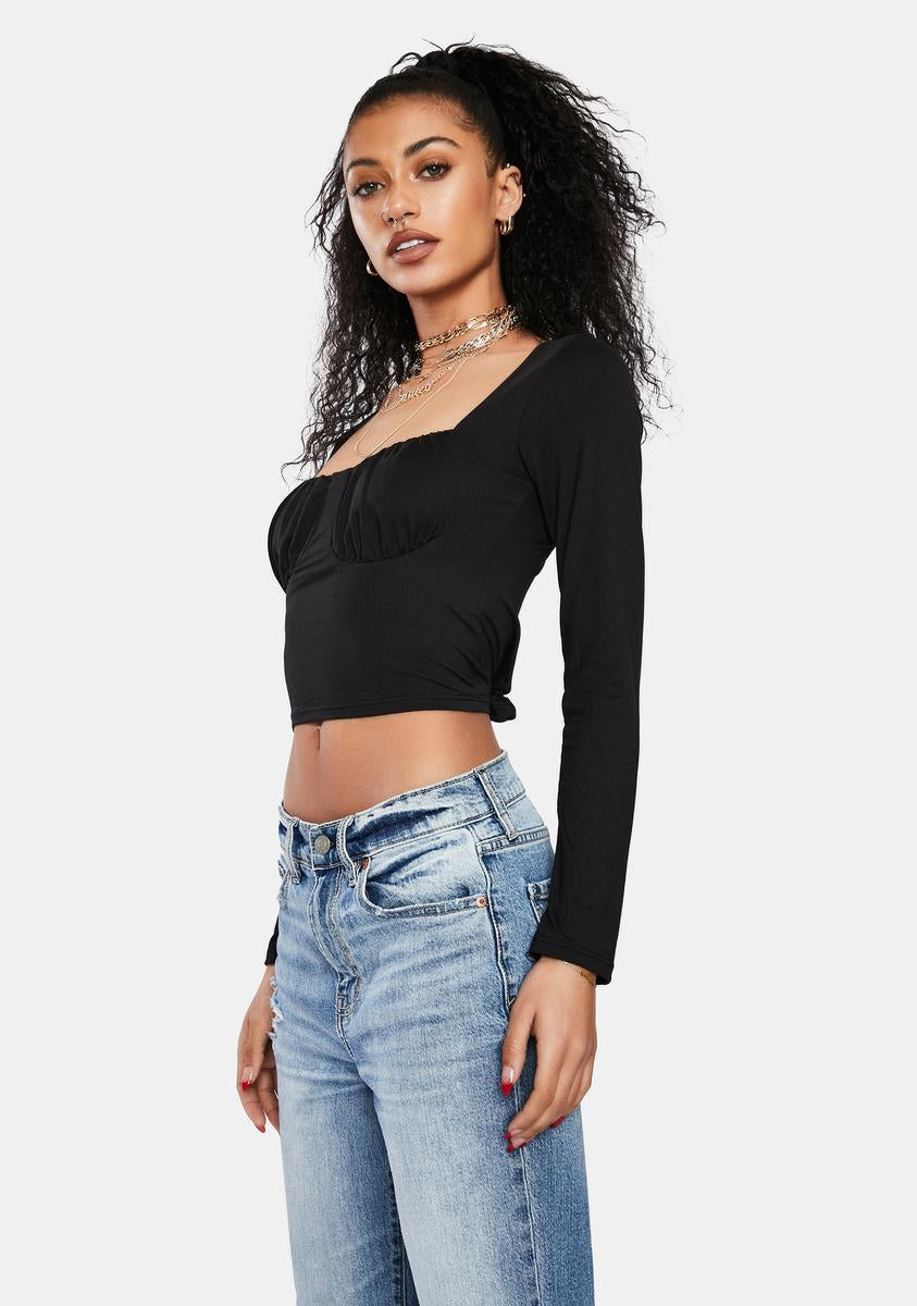 Abstract Travels Ruched Crop Top