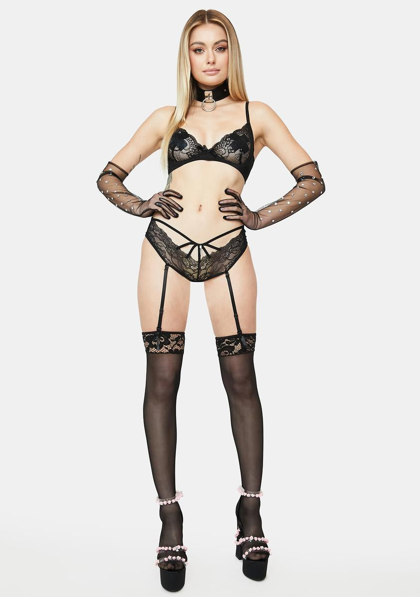 A Crazy Idea Lace Garter Thong