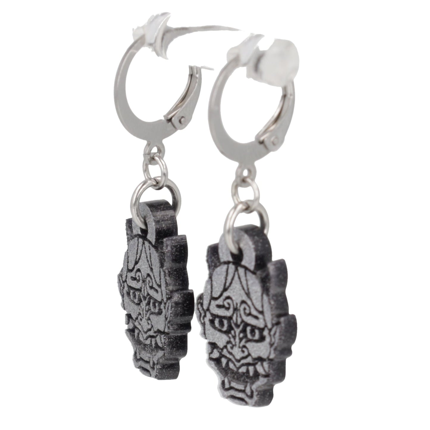 Demon Huggie Hoop Earrings - Silver