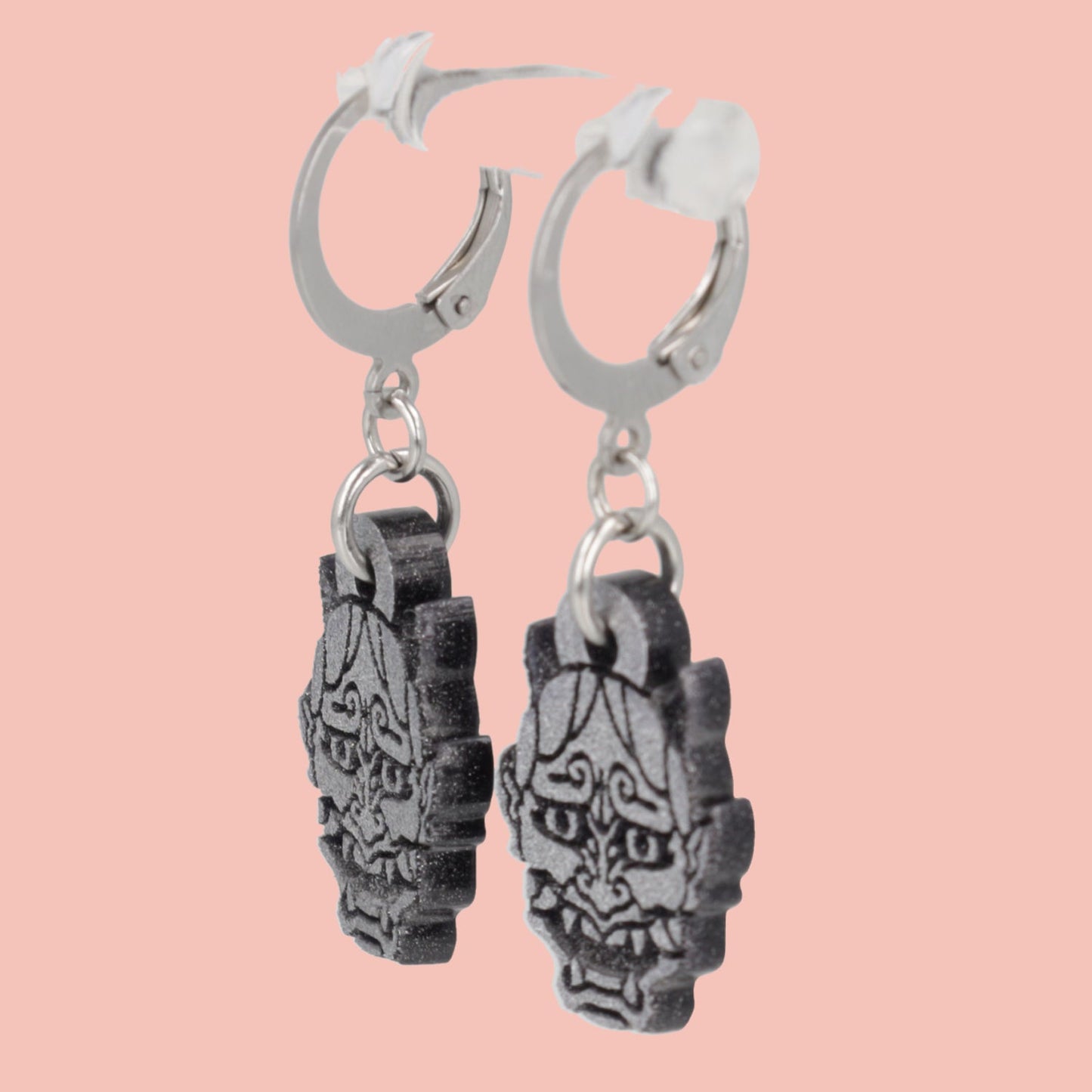 Demon Huggie Hoop Earrings - Silver