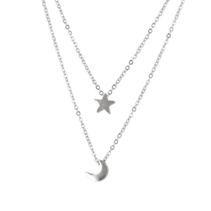 Double Chain Star & Moon Necklace