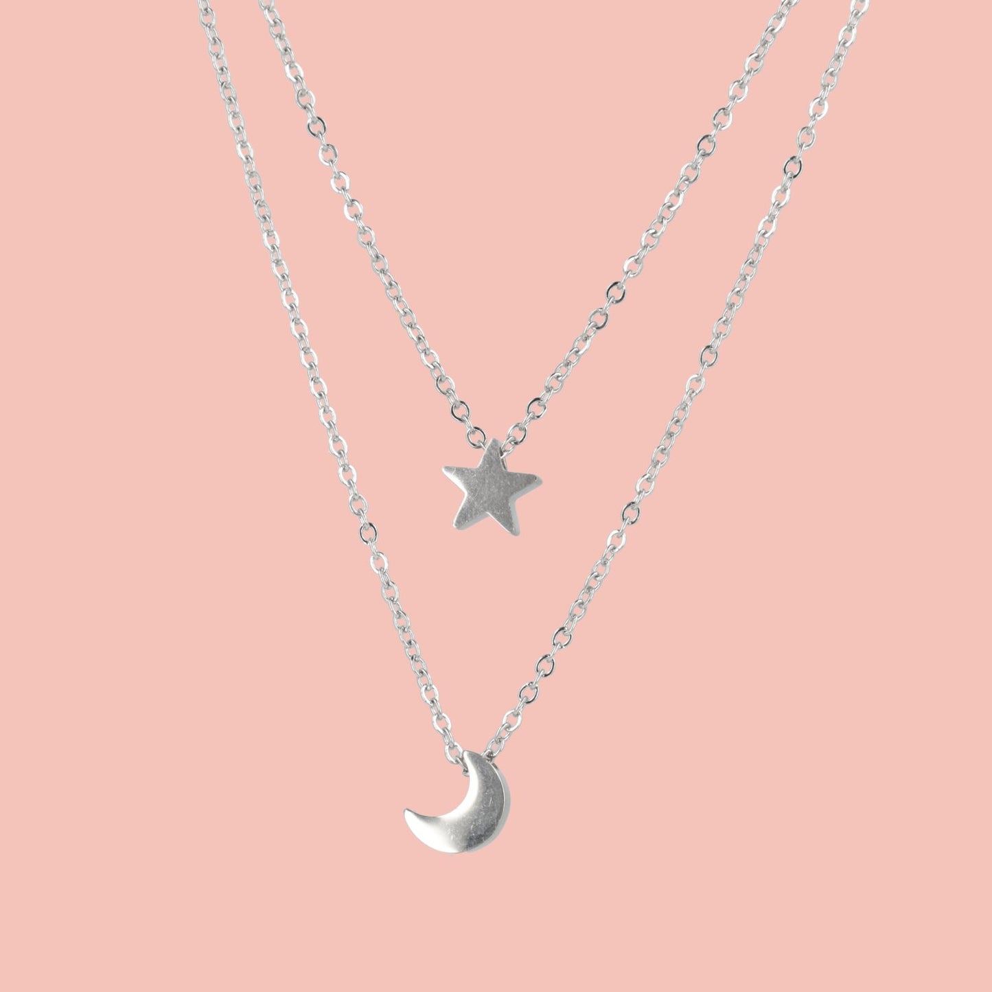 Double Chain Star & Moon Necklace