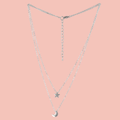 Double Chain Star & Moon Necklace